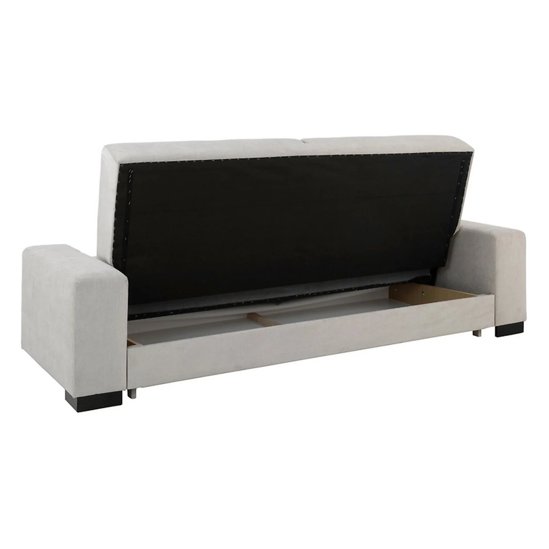 Canapea extensibila RUBIO, stofa catifelata bej - Matrix 2, cu lada depozitare, 232x95x81 cm