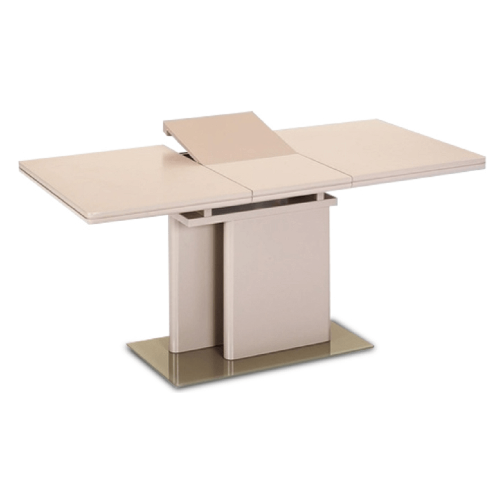 Masă de bucătărie extensibilă, capuccino extra lucios HG, 120-160x80 cm, VIRAT