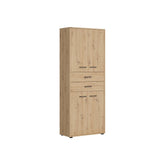 Dulap SPACE OFFICE, stejar artisan, PAL laminat, cu 4 usi si 2 sertare, 80x37x203 cm