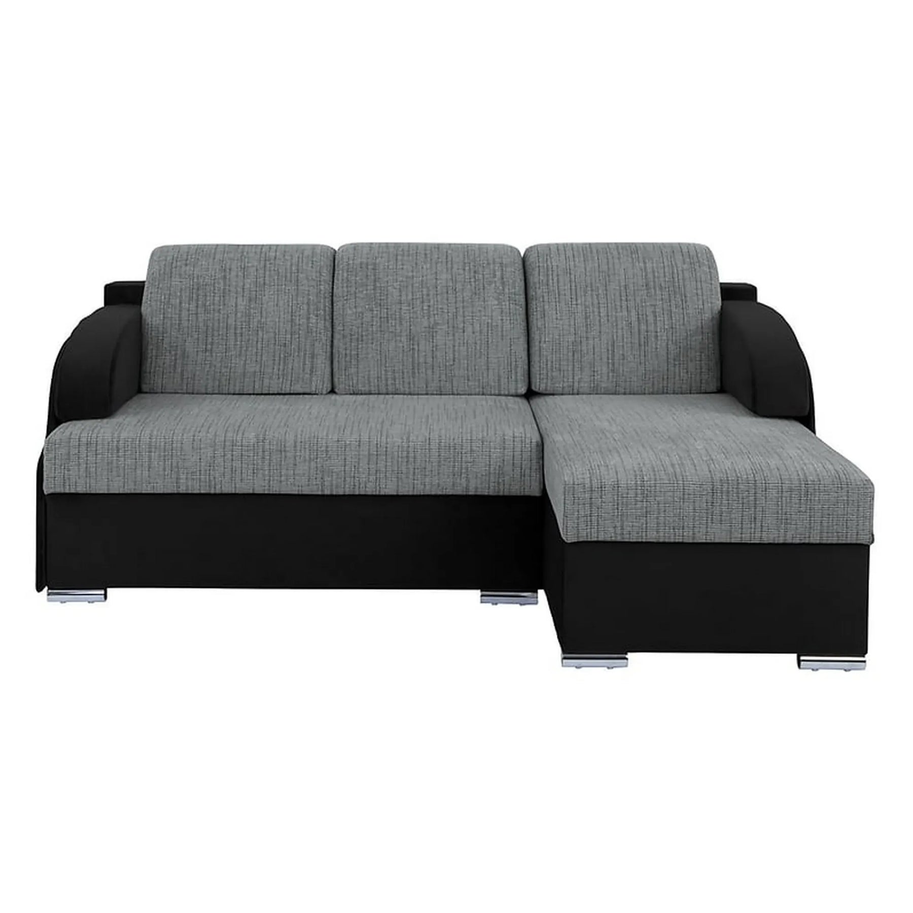 Coltar extensibil MERIN, universal, stofa catifelata negru/gri, cu lada depozitare, 205x138x89 cm