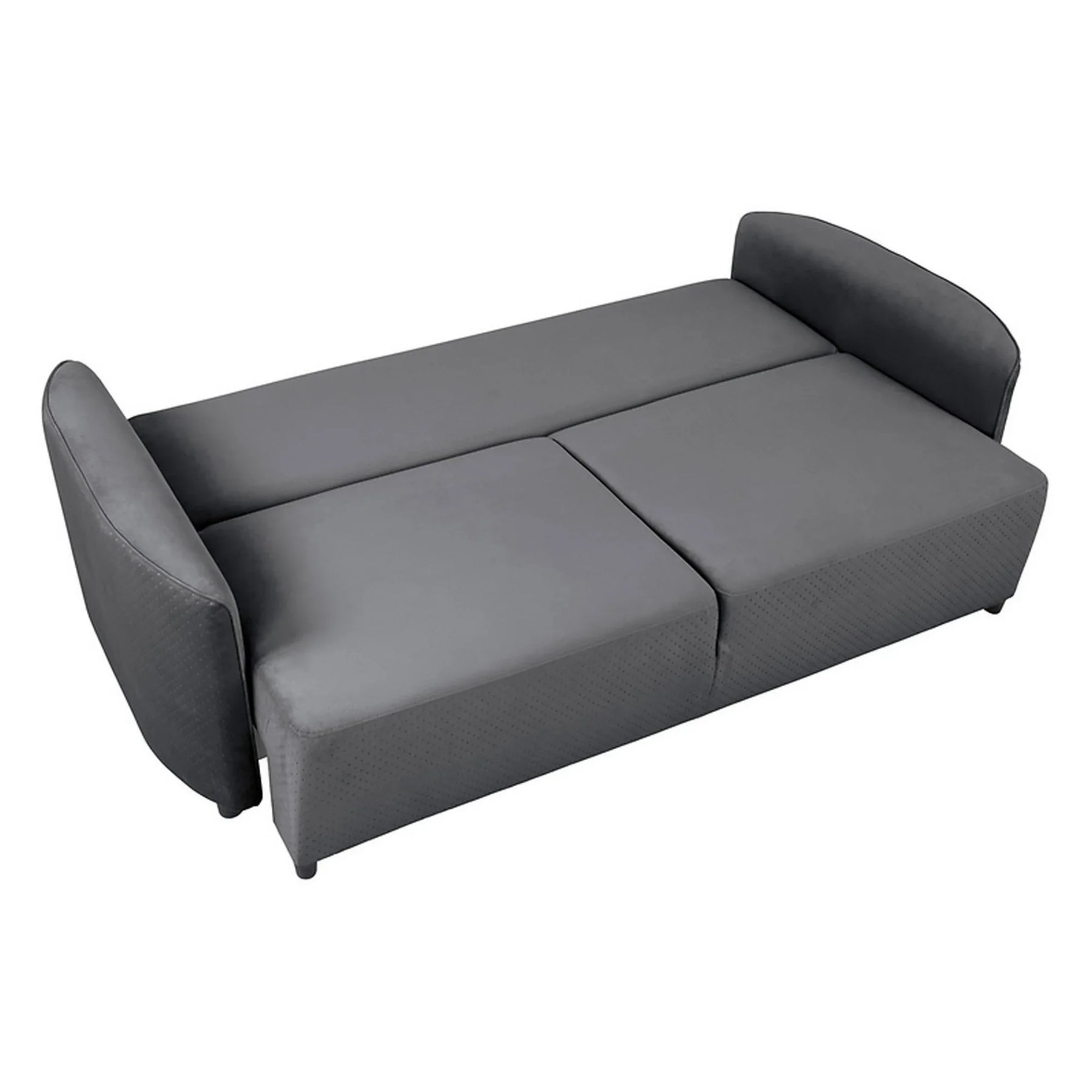 Canapea extensibila AKARO, stofa catifelata gri - Tiffany 18, cu lada depozitare, 227x114x85 cm