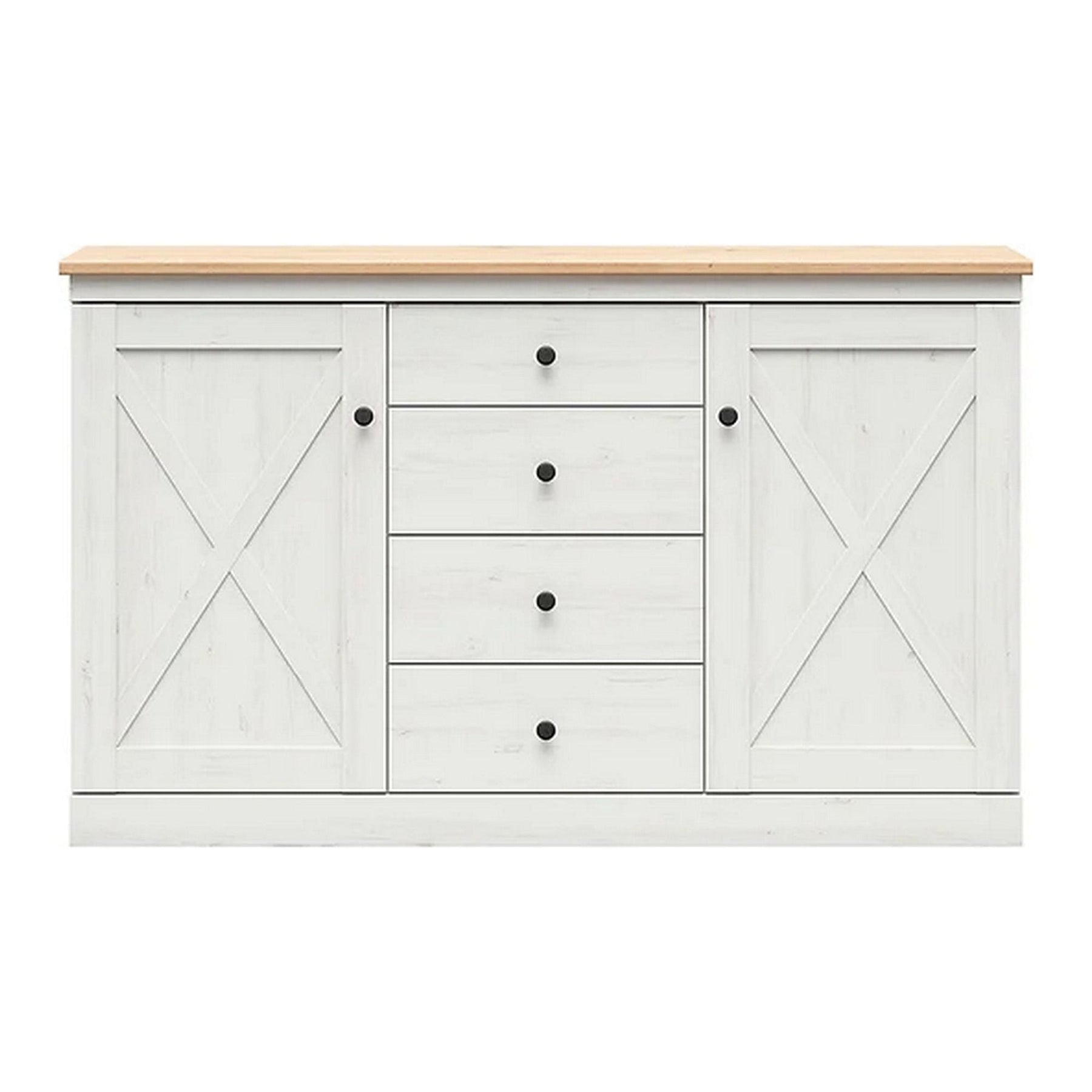 Comoda FRIJA, alb pin andersen/stejar artizanal, 153X43.5X 93 cm
