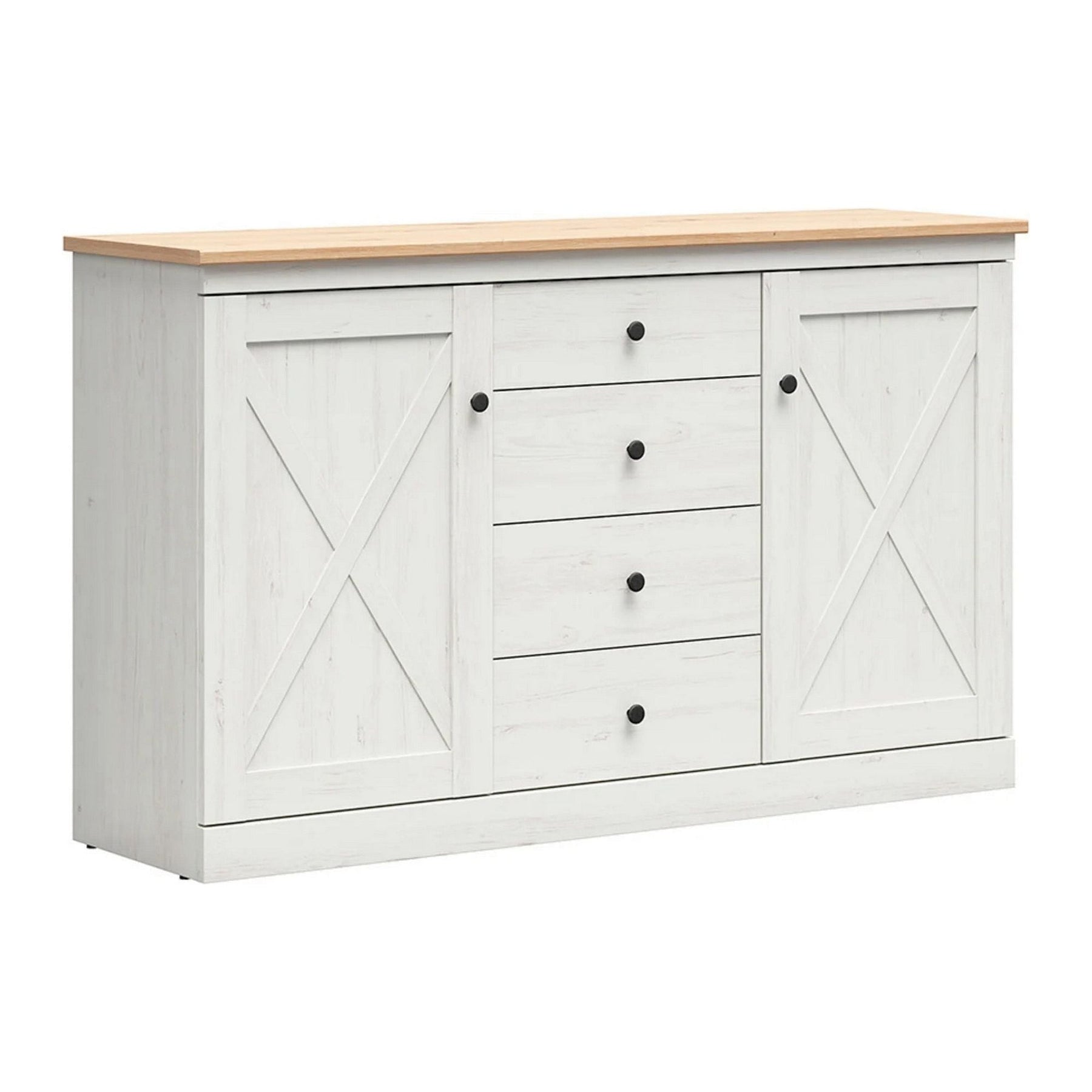 Comoda FRIJA, alb pin andersen/stejar artizanal, 153X43.5X 93 cm