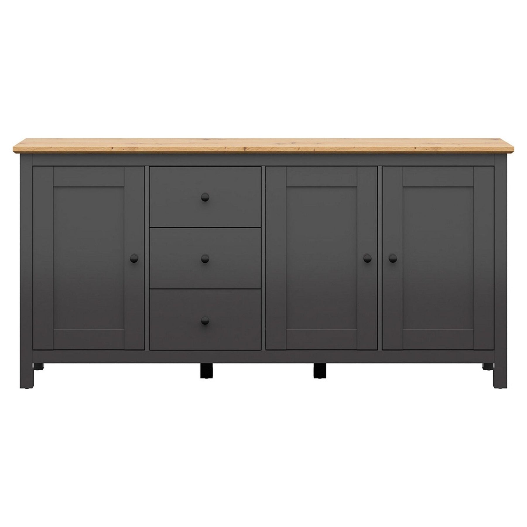 Comoda HESEN, gri grafit/stejar artizanal, PAL, 199x44x96 cm