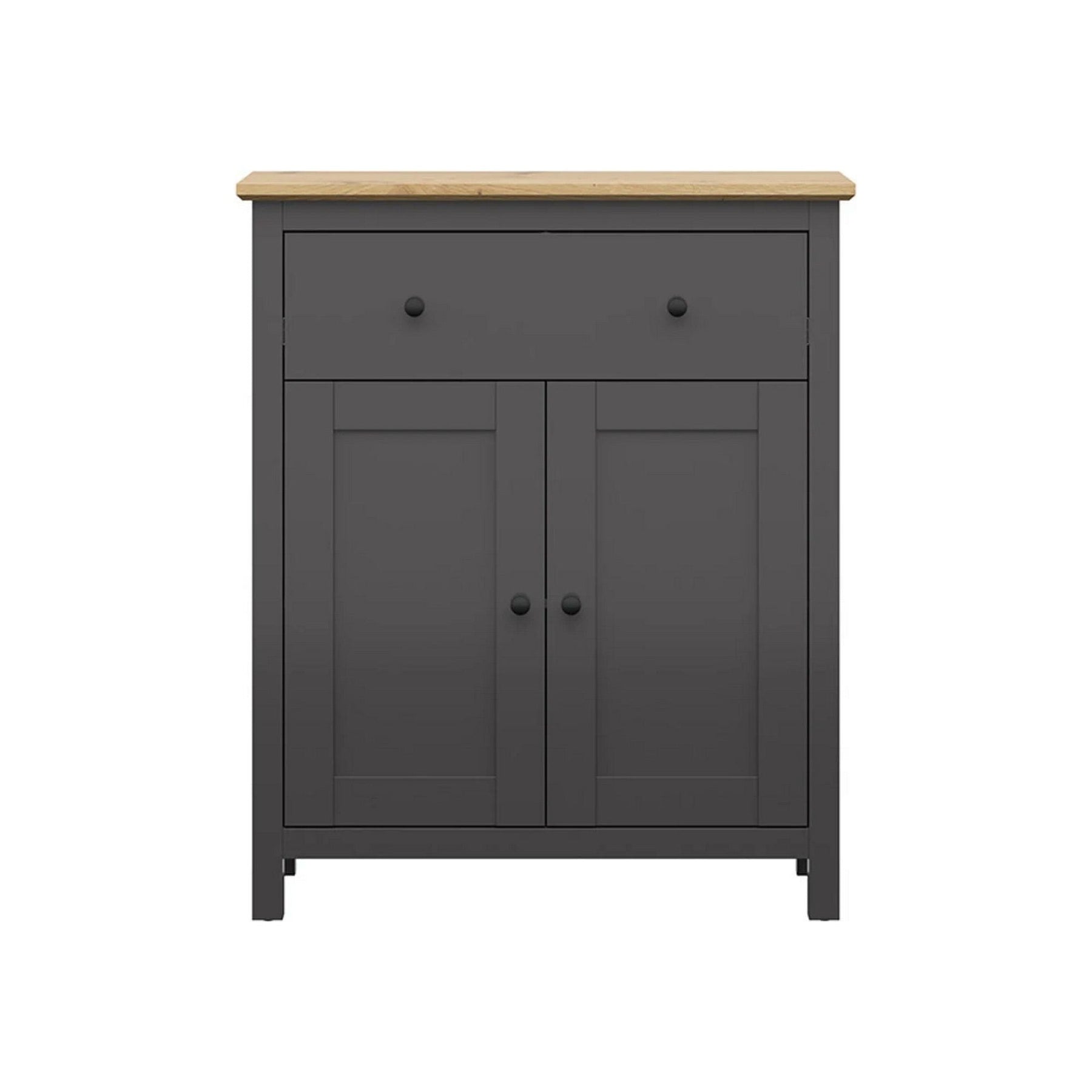 Comoda HESEN, gri grafit/stejar artizanal, PAL, 101x44x121 cm