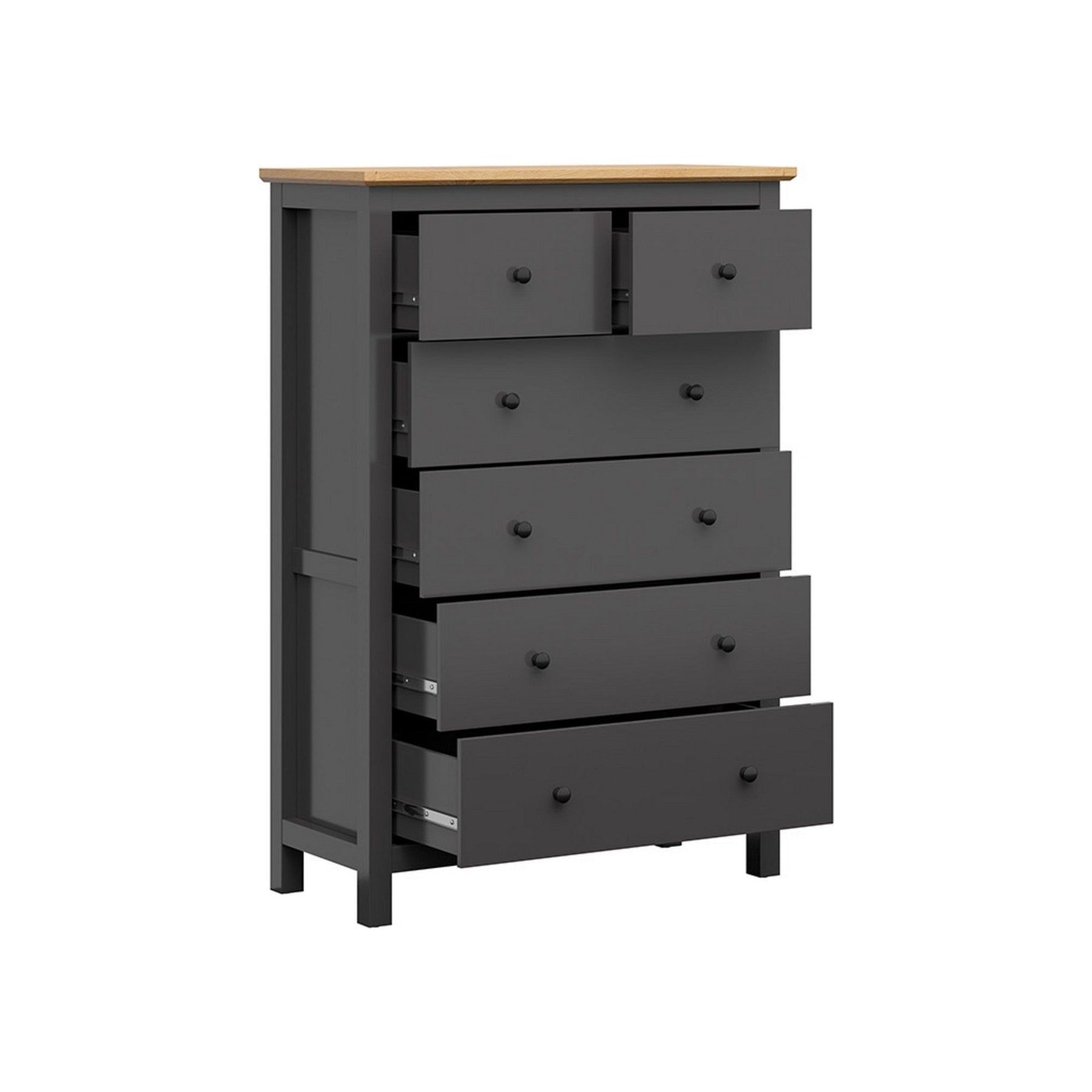 Comoda HESEN, gri grafit/stejar artizanal, PAL, 101x44x145 cm