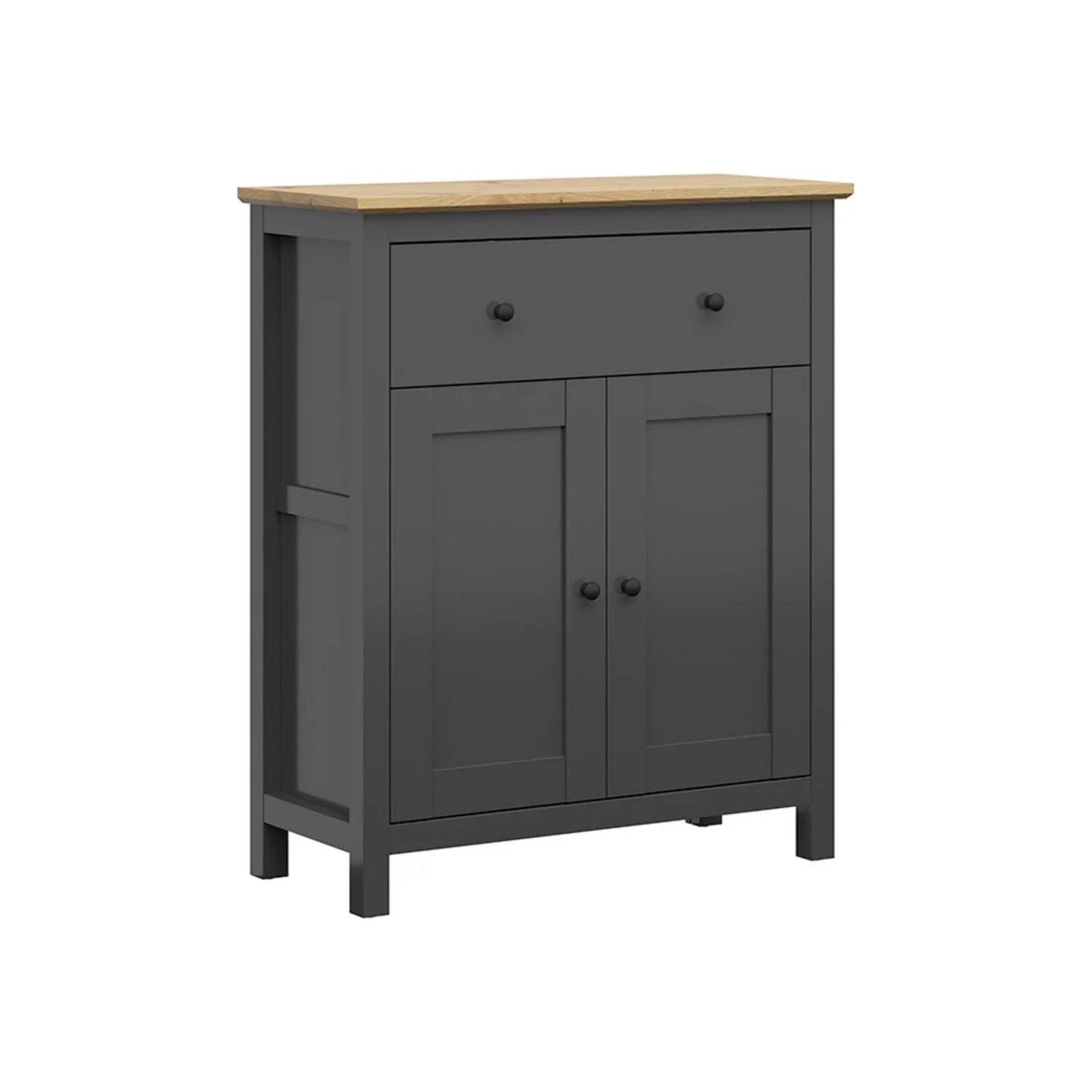 Comoda HESEN, gri grafit/stejar artizanal, PAL, 101x44x121 cm