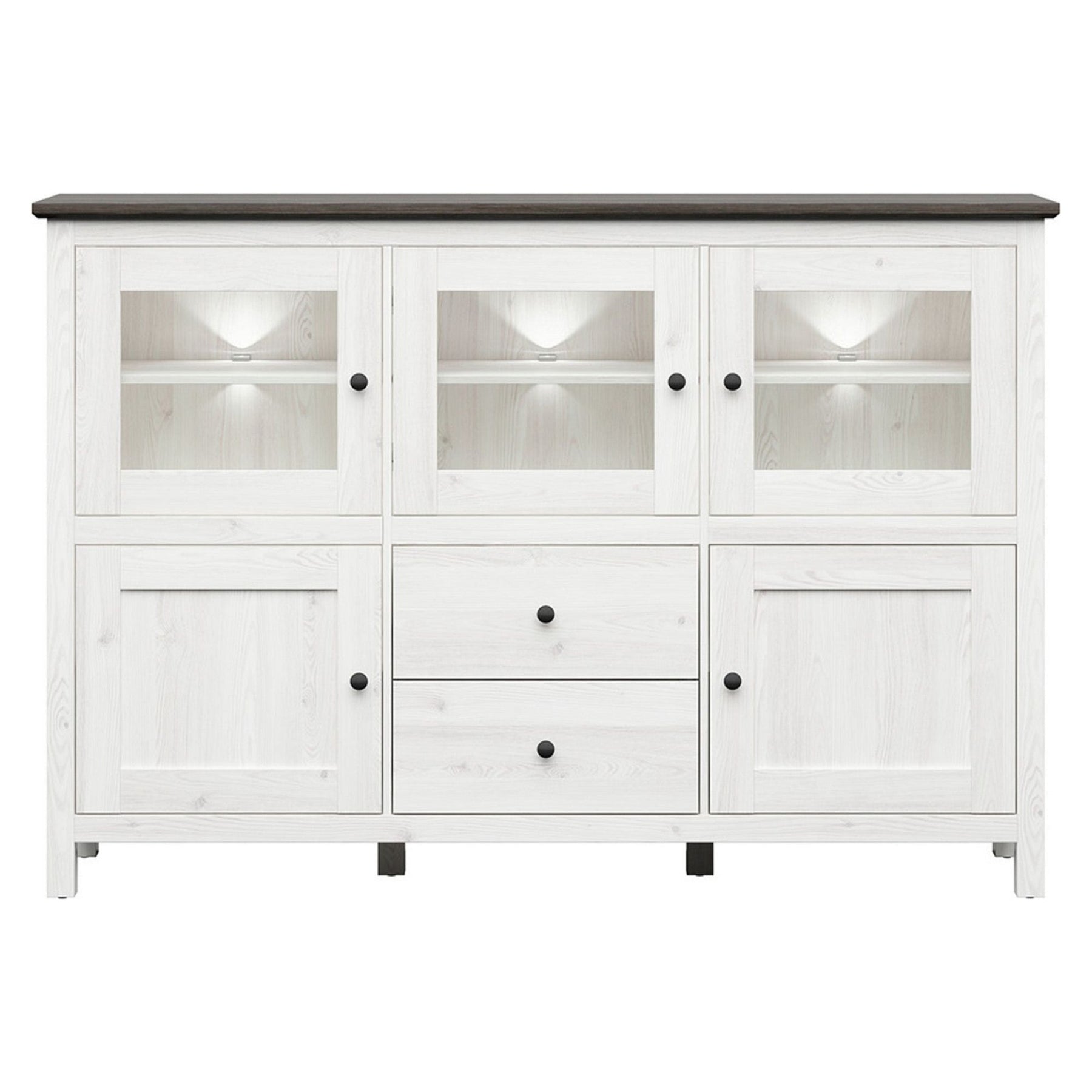 Comoda HESEN, zada sibiu deschis/pin larico, PAL, cu iluminare LED, 186x44x126 cm