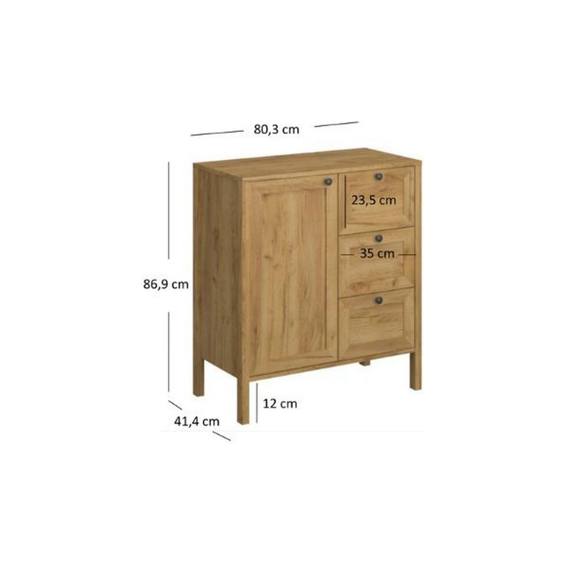 Comoda KLARK, stejar auriu, PAL/MDF, 81x42x87 cm