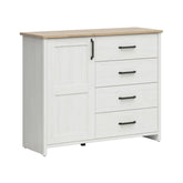 Comoda LOKSA, pin alb/stejar gandson, PAL laminat, 120x43x99 cm