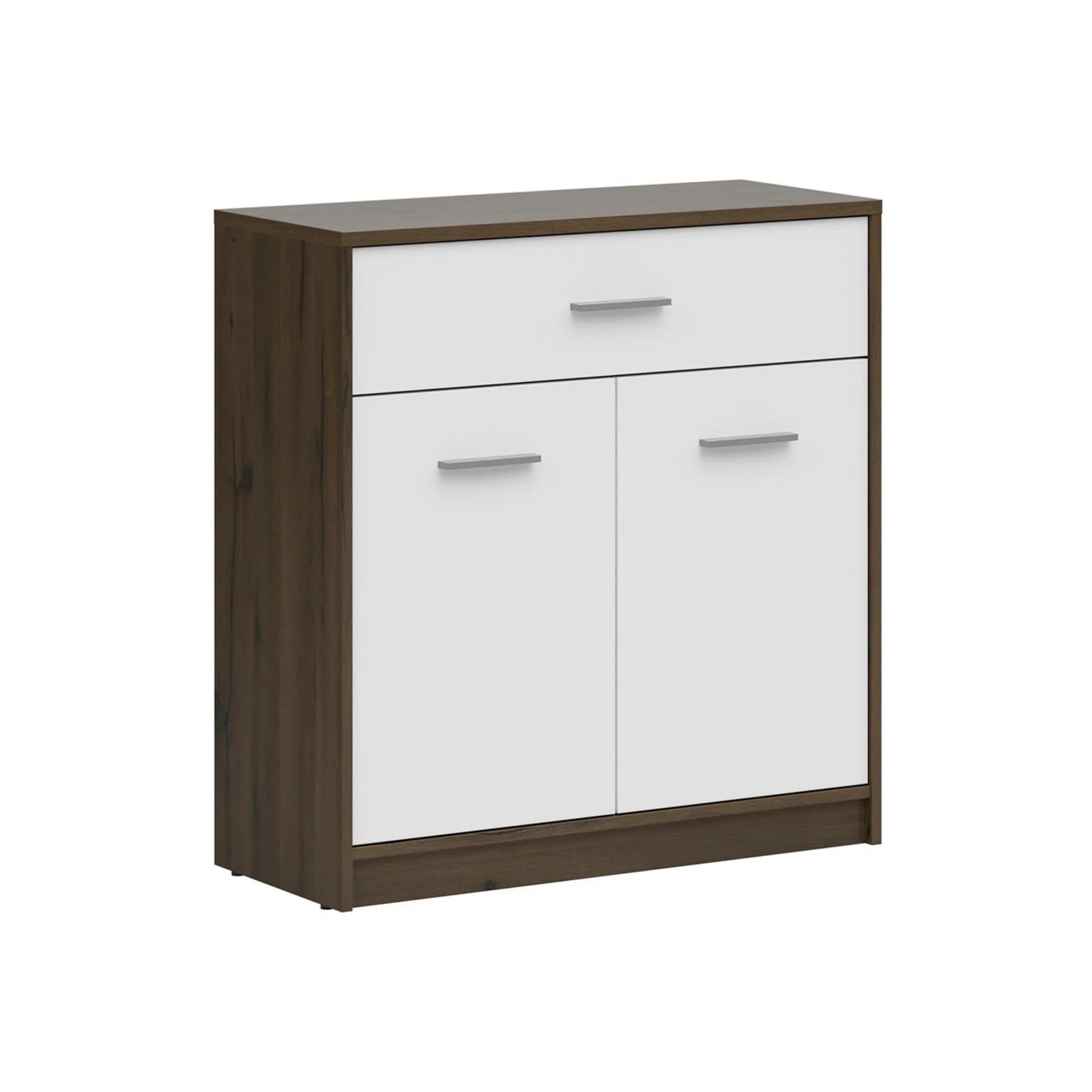Comoda NEPO PLUS, stejar nobil/alb, PAL laminat, 80x34x84 cm