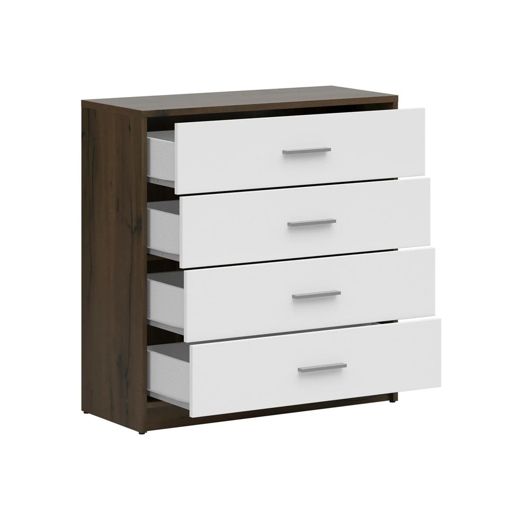 Comoda NEPO PLUS, stejar nobil/alb, PAL laminat, 80x34x84 cm