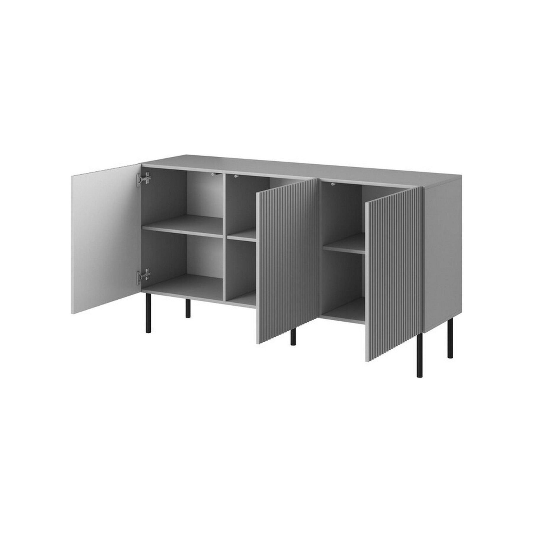 Comoda ASENSIO, gri mat/negru, PAL laminat, 150X42X81 cm