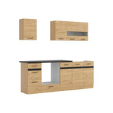 Set bucatarie JUNONA LINE, stejar, PAL, 220 cm, cu blat negru
