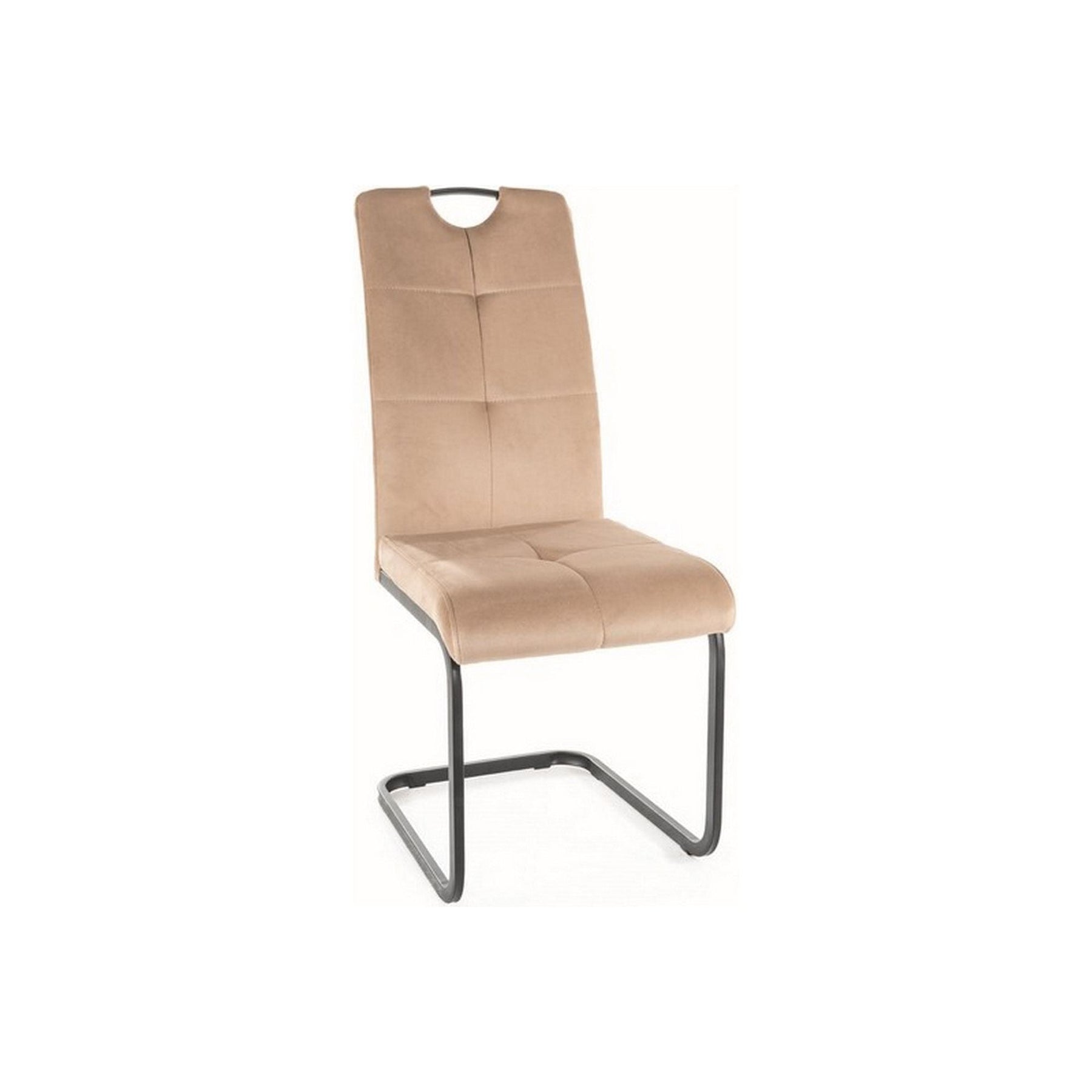 Scaun AXO, stofa catifelata bej/negru, 43x47x101 cm