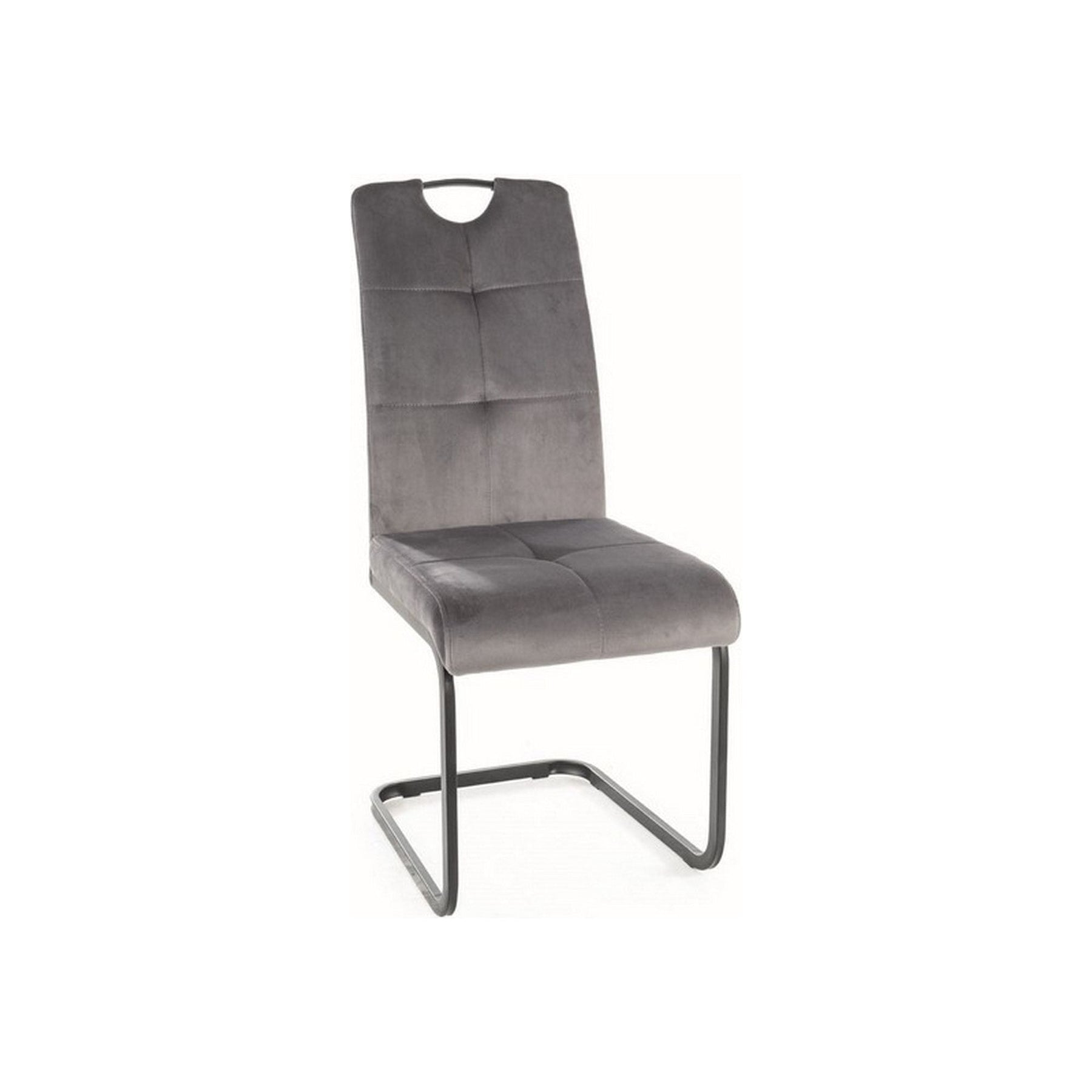Scaun AXO, stofa catifelata gri/negru, 43x47x101 cm