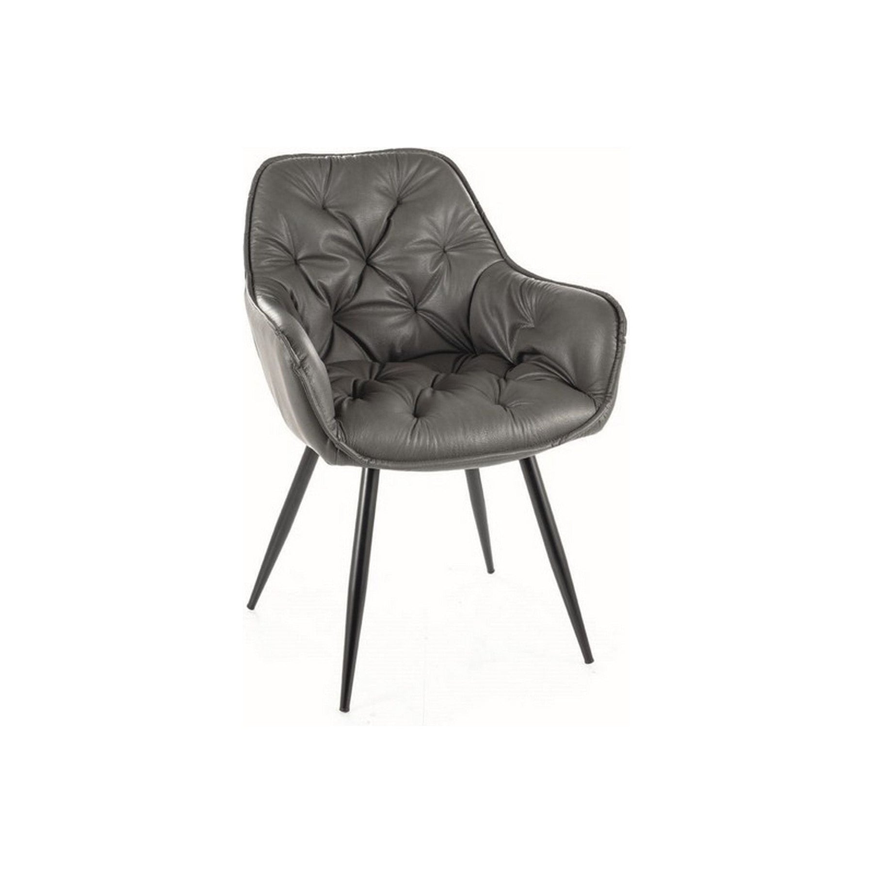Scaun CHERRY, piele ecologica gri, 57x58x87 cm