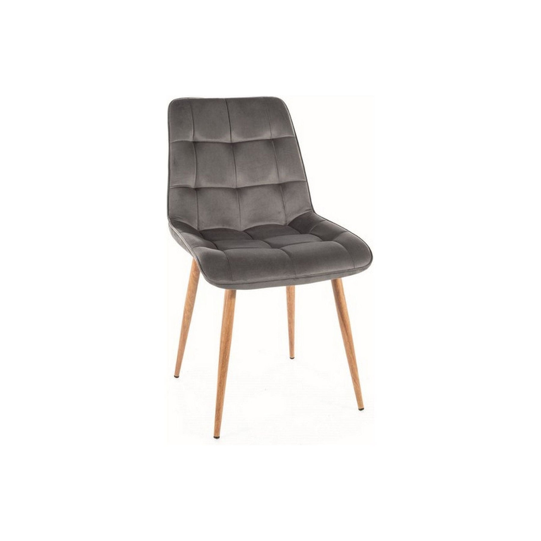 Scaun CHIC D, gri, stofa catifelata/metal, 50x43x88 cm