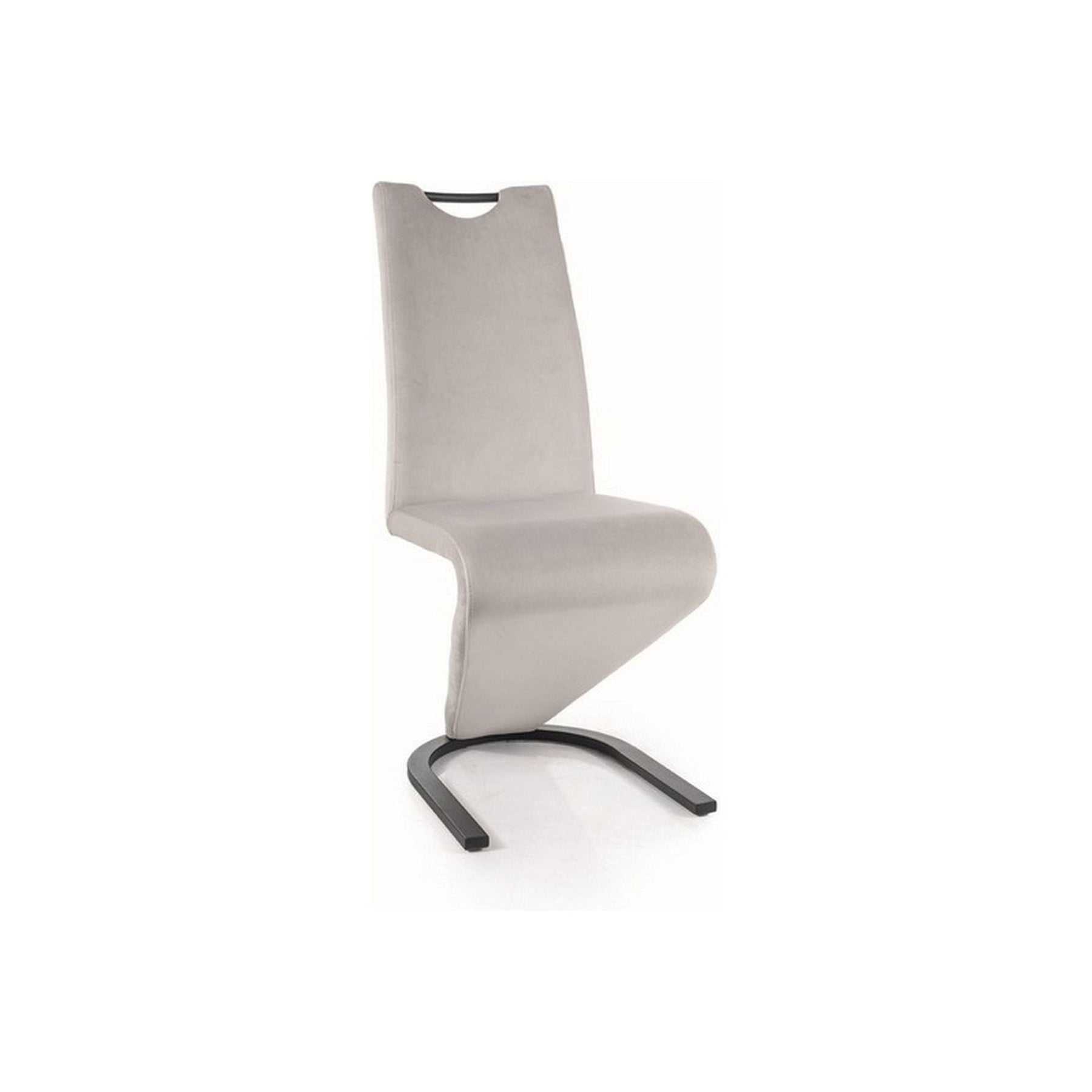 Scaun H090, stofa catifelata gri deschis/negru, 43x45x102 cm