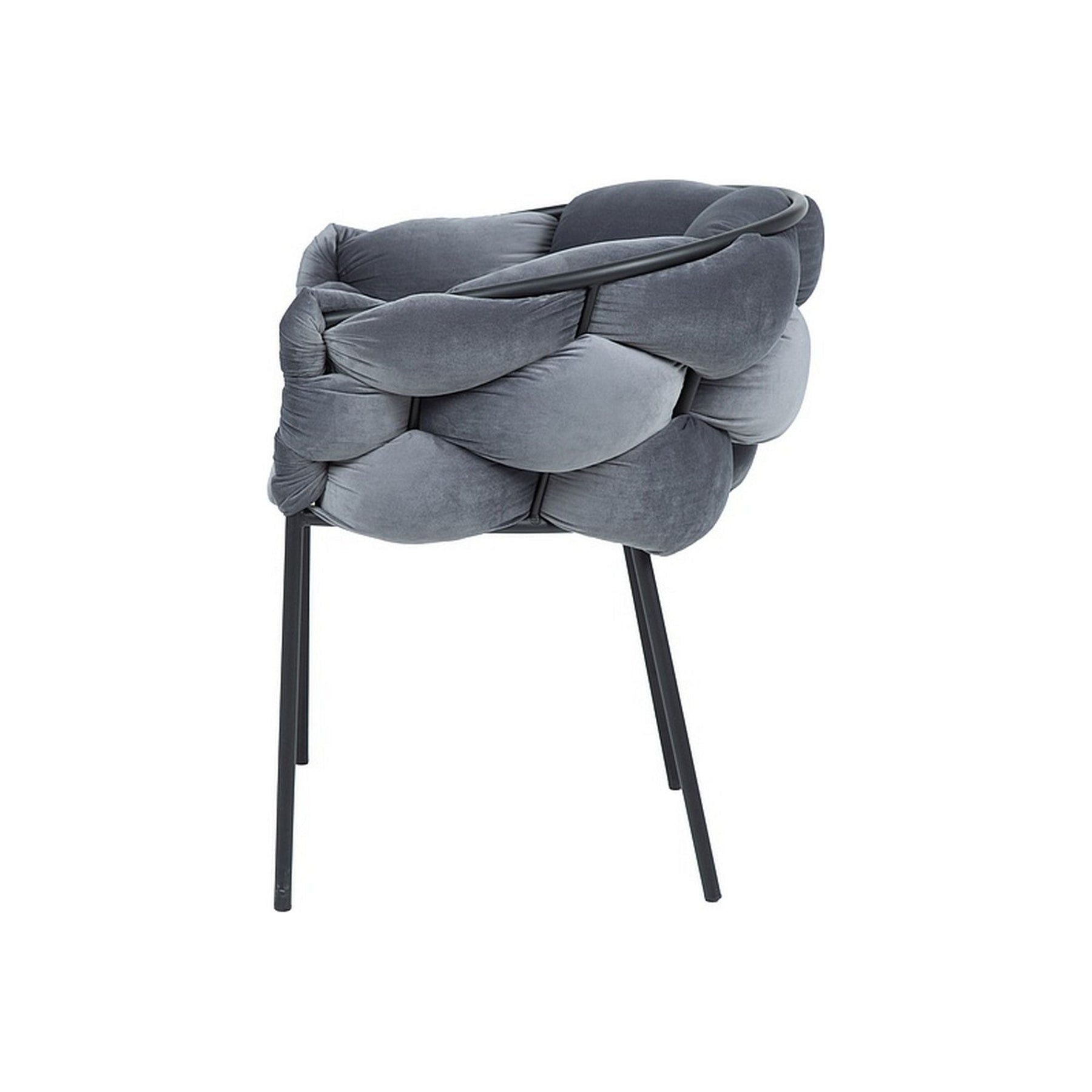 Scaun NORTE, stofa catifelata gri/negru, 76x40x75 cm
