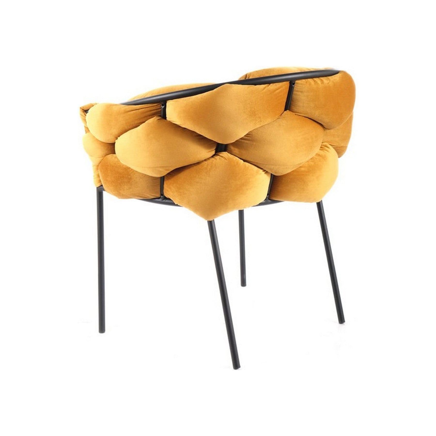 Scaun NORTE, stofa catifelata galben mustar/negru, 76x40x75 cm