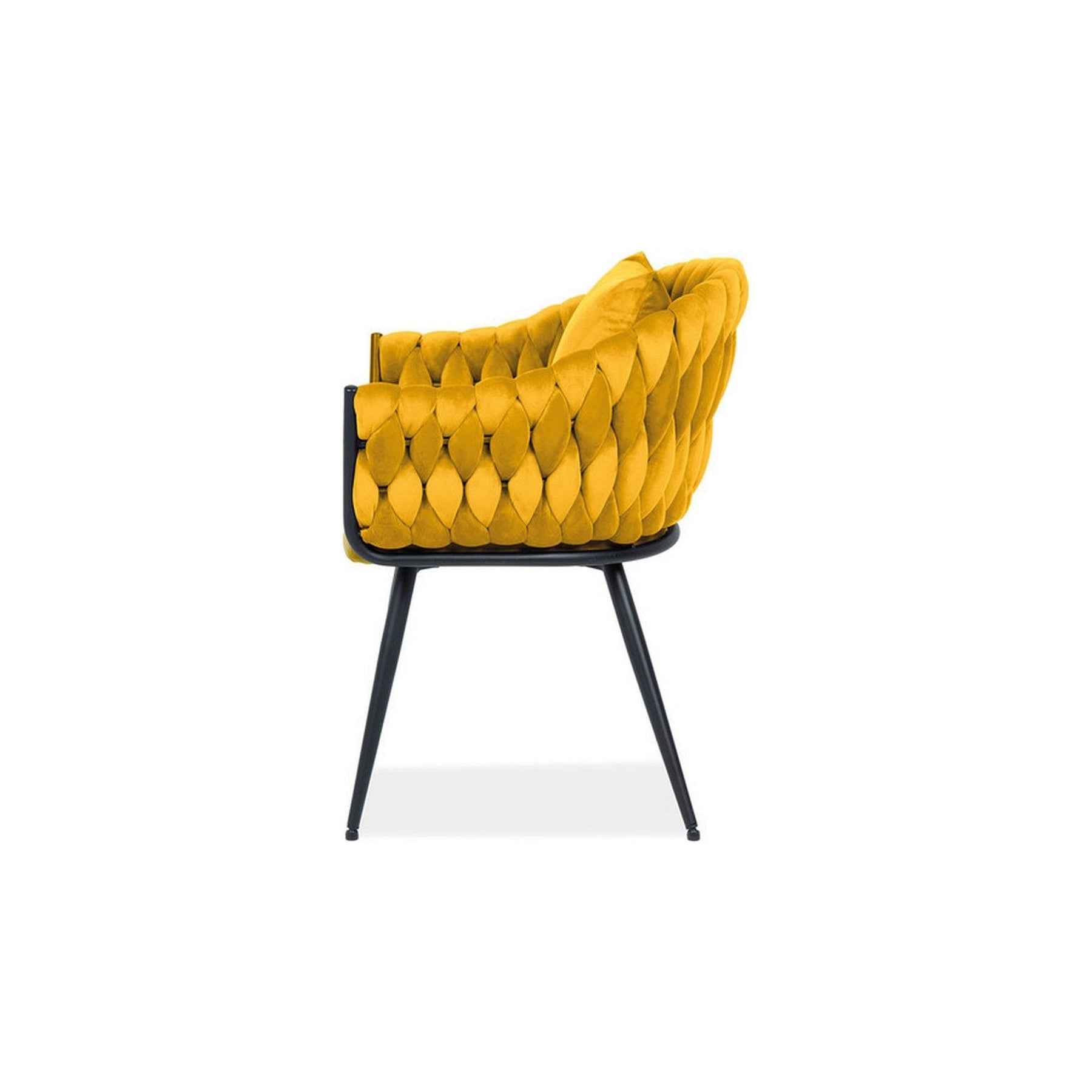 Scaun NUVO, stofa catifelata galben mustar/negru, 62x47x86 cm