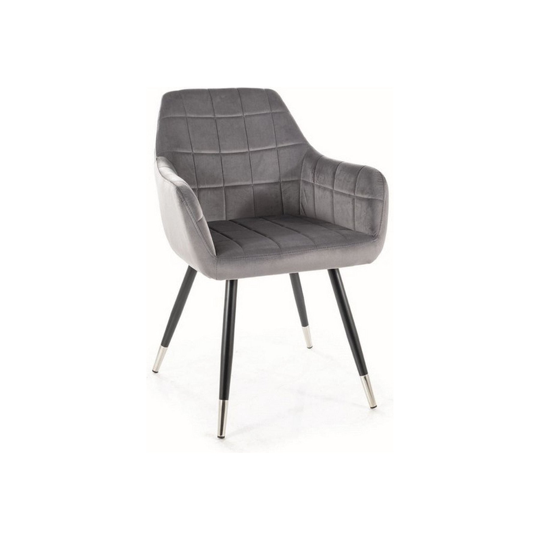Scaun NUXE, stofa catifelata gri/negru, argintiu, 56x42x83 cm