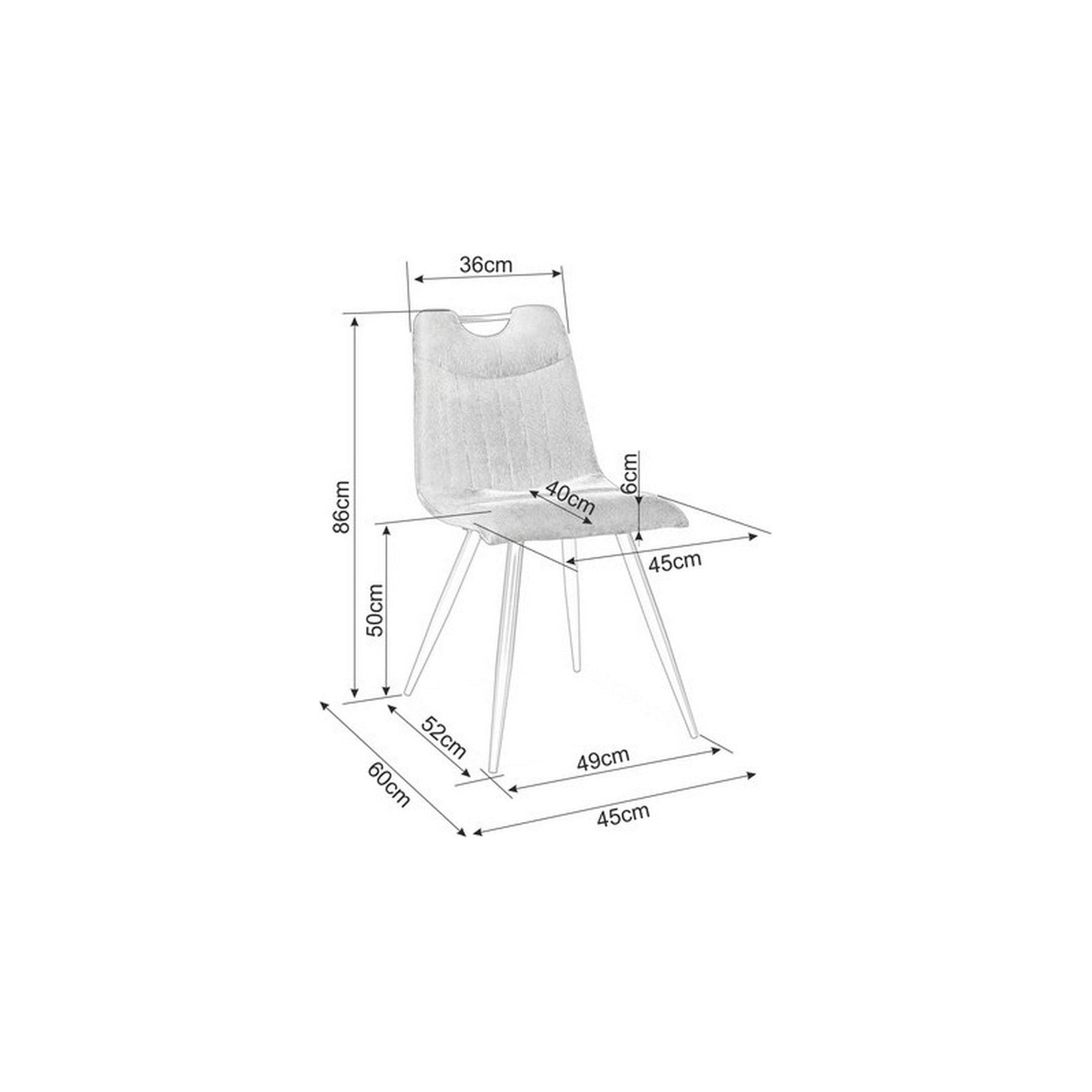 Scaun ORFE, stofa raiata gri/negru, 45x40x86 cm