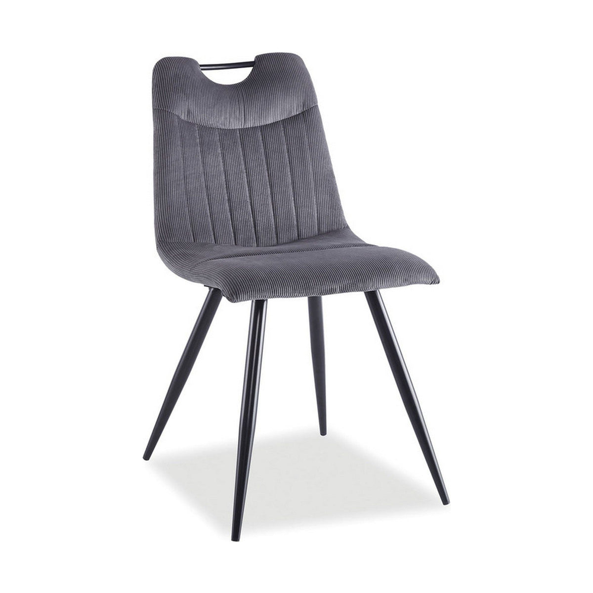 Scaun ORFE, stofa raiata gri/negru, 45x40x86 cm