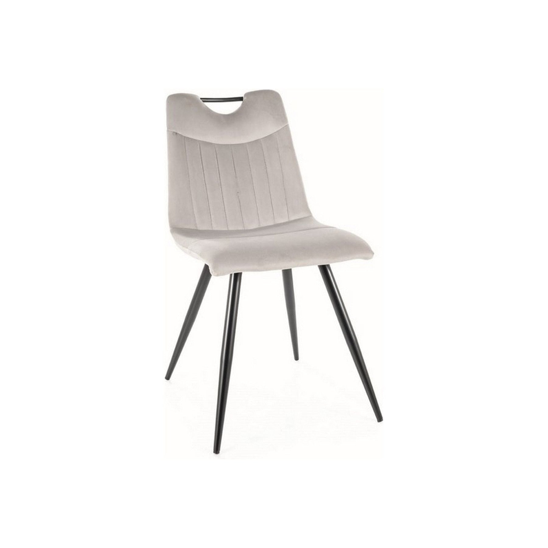 Scaun ORFE, stofa catifelata gri deschis/negru, 45x40x86 cm