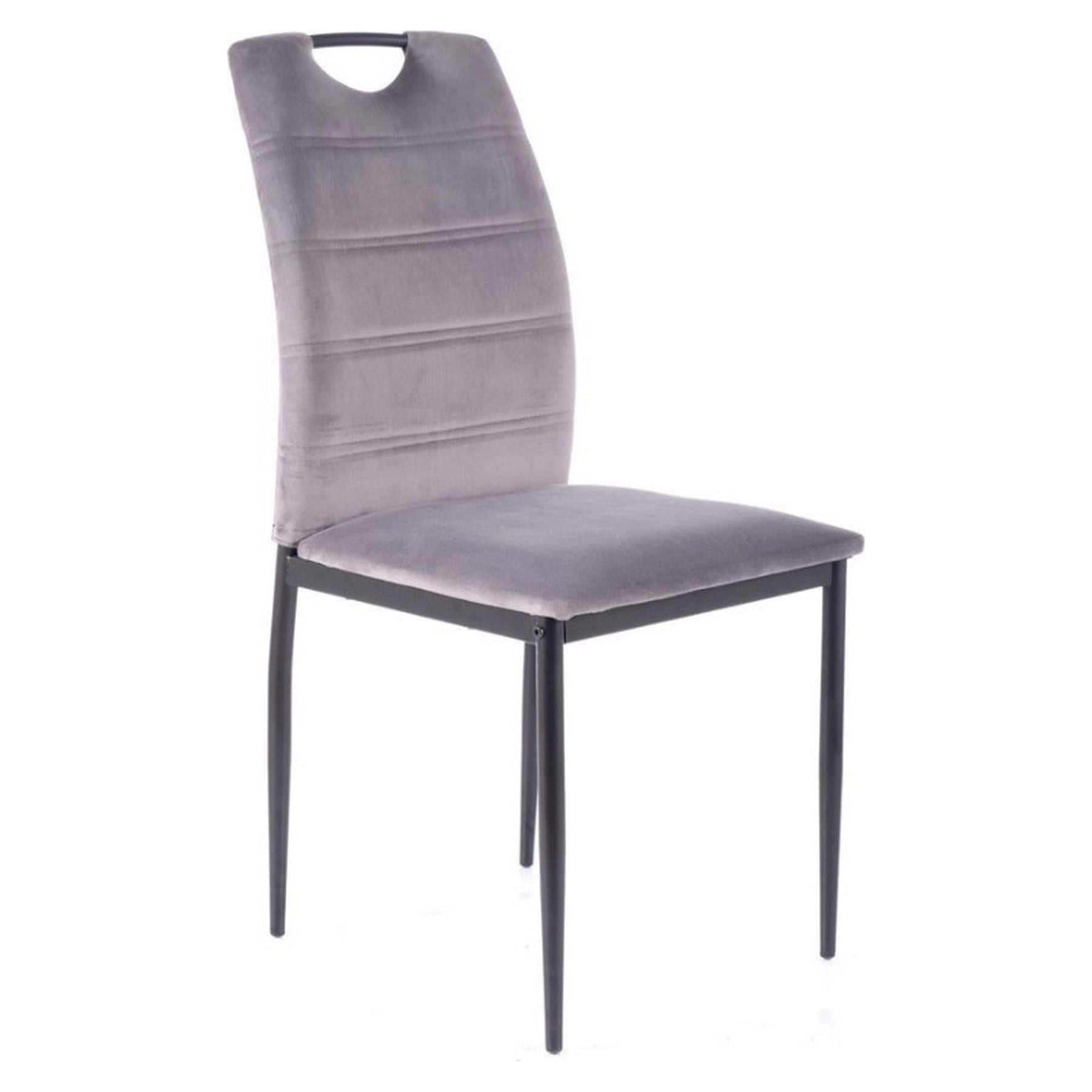 Scaun RIP, stofa catifelata gri/negru, 44x38x92 cm