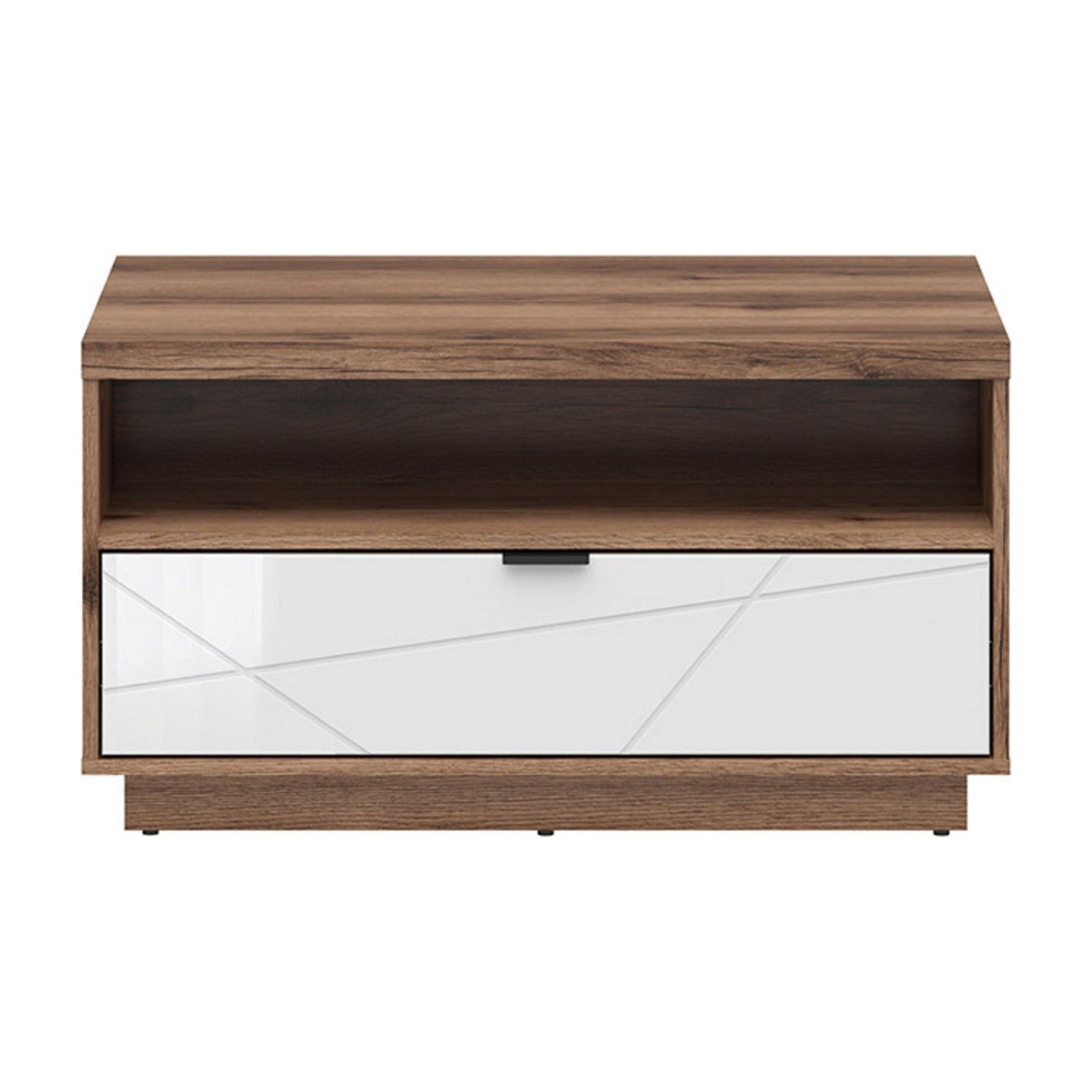 Masuta cafea FORN, nuc/alb lucios, PAL, 90x60x48.5 cm