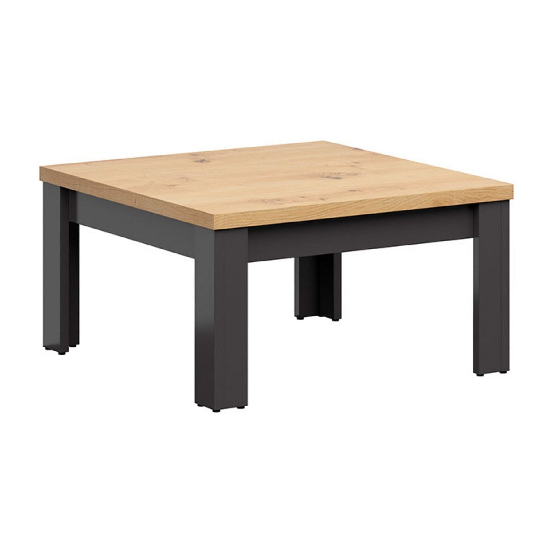 Masuta cafea Hesen, gri grafit/stejar artizanal, PAL, 75x75x40 cm