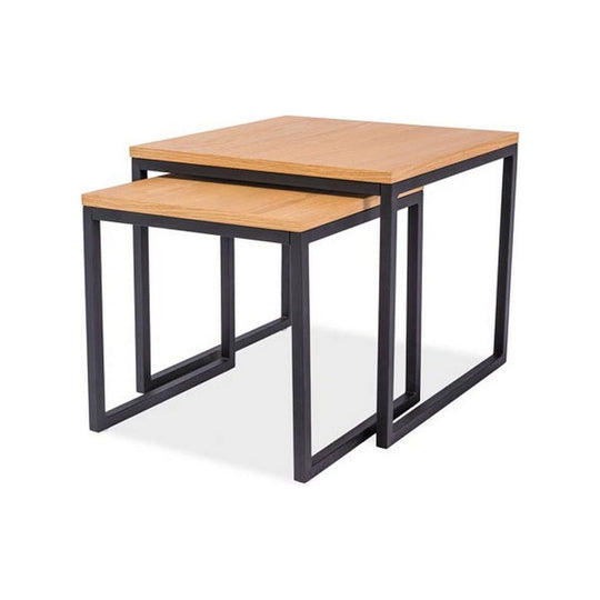 Set 2 masute cafea LARGO DUO, stejar/negru, metal