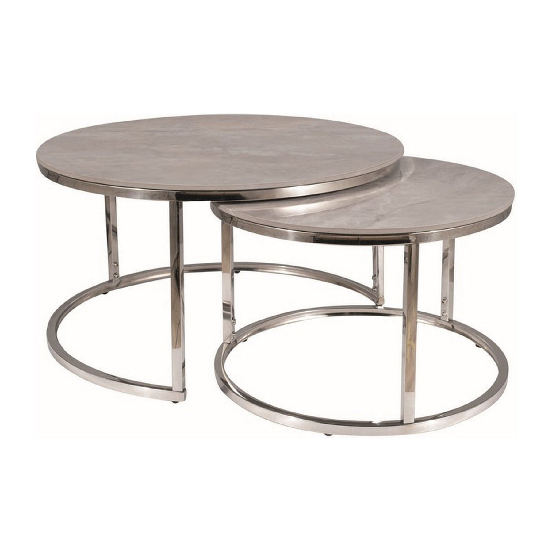 Set 2 masute PORTAFINO B, ceramica/metal, gri/crom
