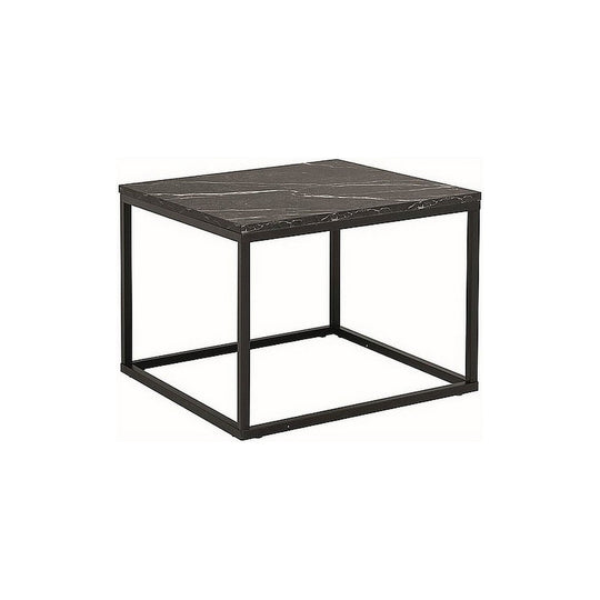 Masuta ROSSI B, efect de marmura neagra, PAL/metal, 60x45 cm