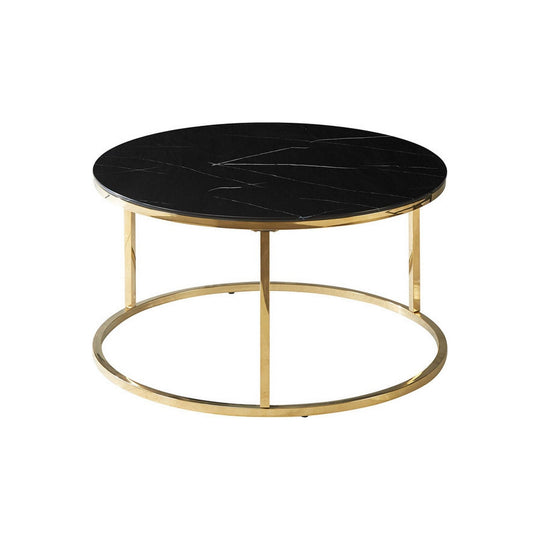 Masuta cafea SABINE, efect de marmura neagra/auriu, 80x45 cm