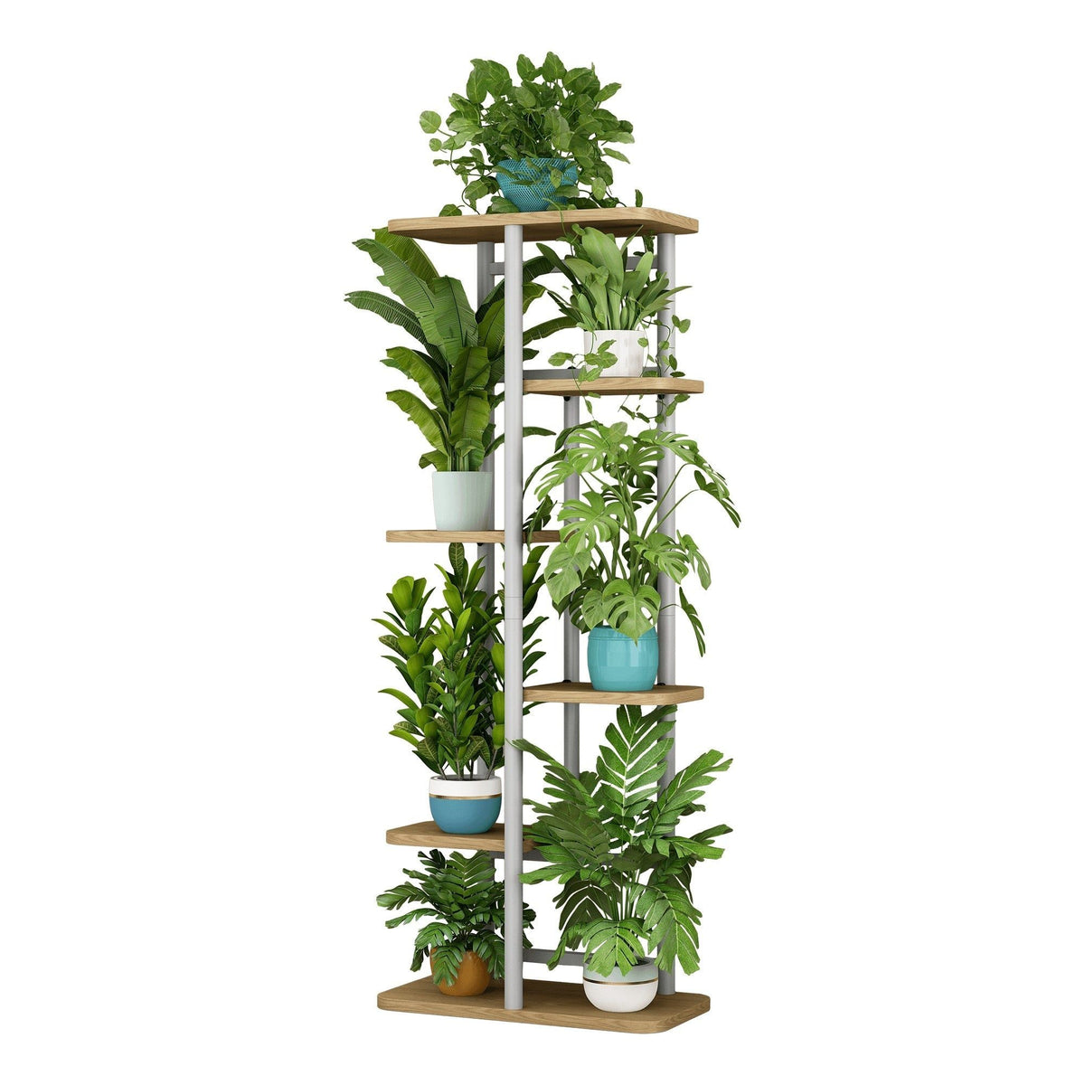 Suport de flori LEDOR TIP 2, stejar sonoma/alb, metal/DTD, 36x23.5x106 cm