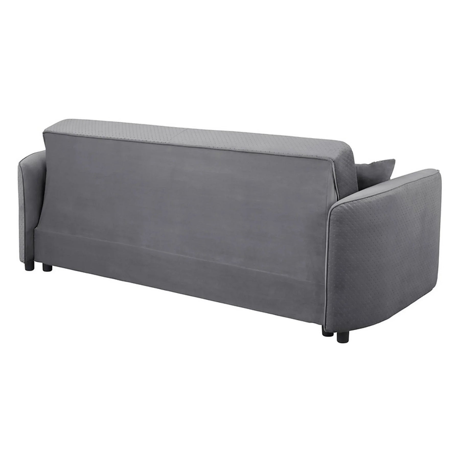 Canapea extensibila AKARO, stofa catifelata gri - Tiffany 18, cu lada depozitare, 227x114x85 cm