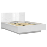 Pat FORN 160x200, alb lucios, PAL laminat, cu somiera si lada depozitare