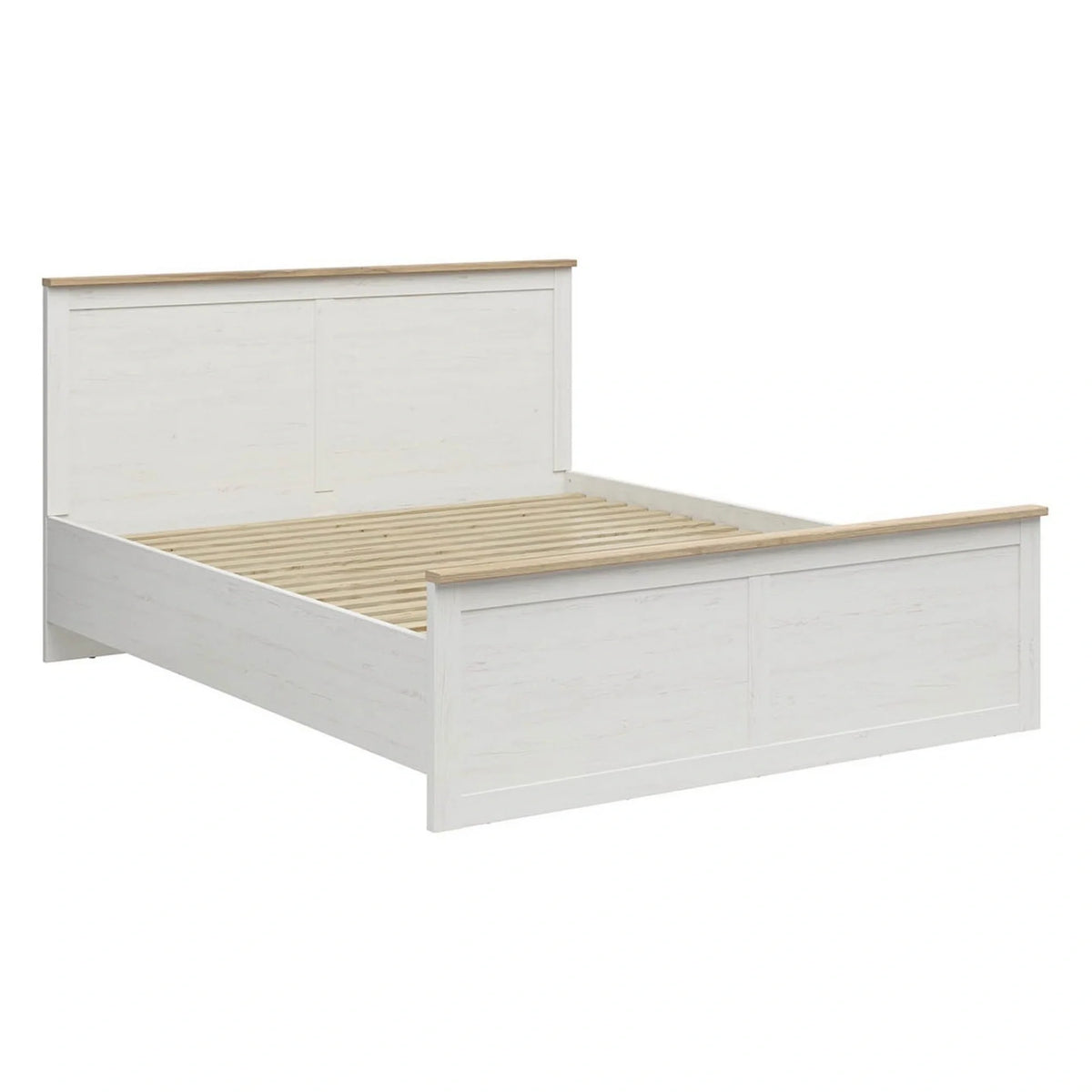 Cadru pat LOKSA 180x200, pin alb/stejar grandson, PAL