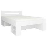 Cadru pat NEPO PLUS 140x200, alb, PAL laminat, cu spatiu depozitare