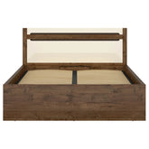 Pat RUSO 140x200, stejar/crem, PAL laminat, cu somiera si lada depozitare