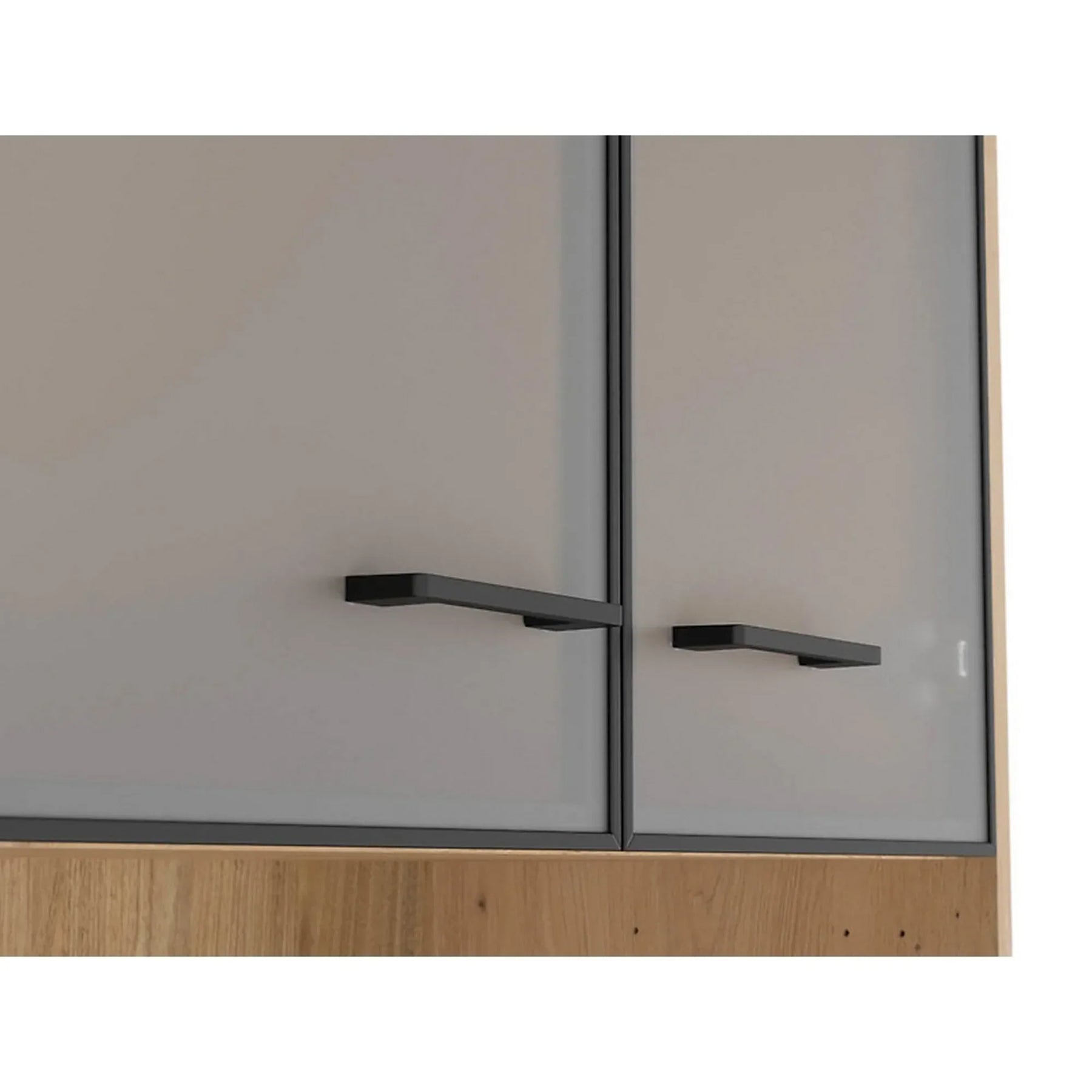 Vitrina SPACE OFFICE, stejar artisan/negru fumuriu, PAL laminat/sticla, cu 2 usi si 3 rafturi, 80x38x203 cm