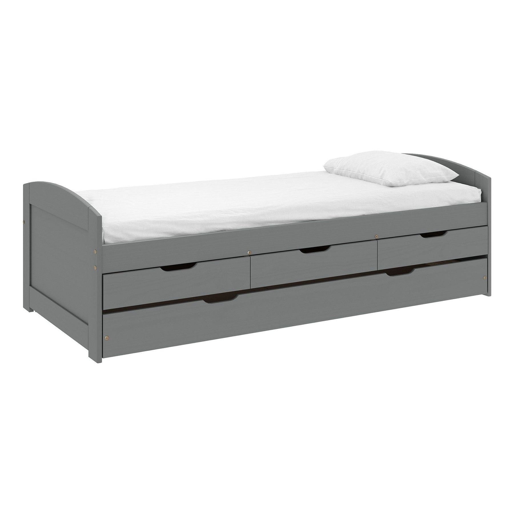 Pat cu un pat suplimentar si sertare MARINELLA NEW, gri, lemn, 90x200 cm