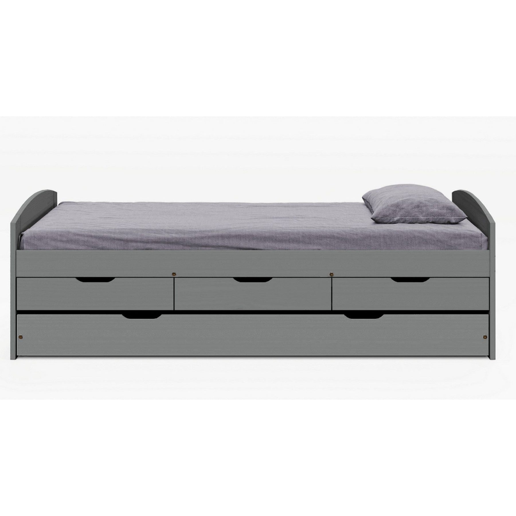 Pat cu un pat suplimentar si sertare MARINELLA NEW, gri, lemn, 90x200 cm