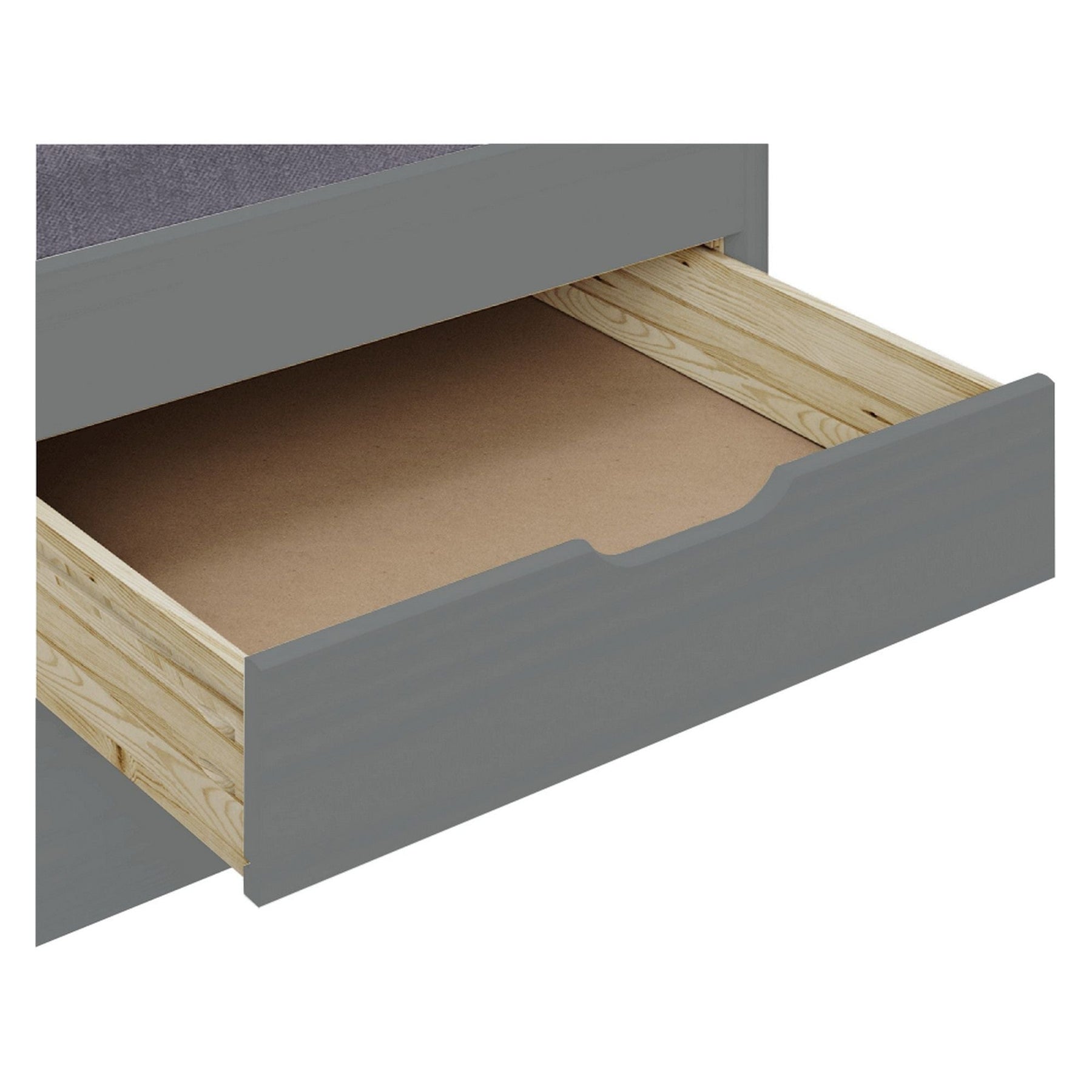 Pat cu un pat suplimentar si sertare MARINELLA NEW, gri, lemn, 90x200 cm