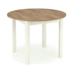 Masa bucatarie rotunda RINGO, PAL/MDF furniruit, stejar/alb, 102-142×102×76 cm