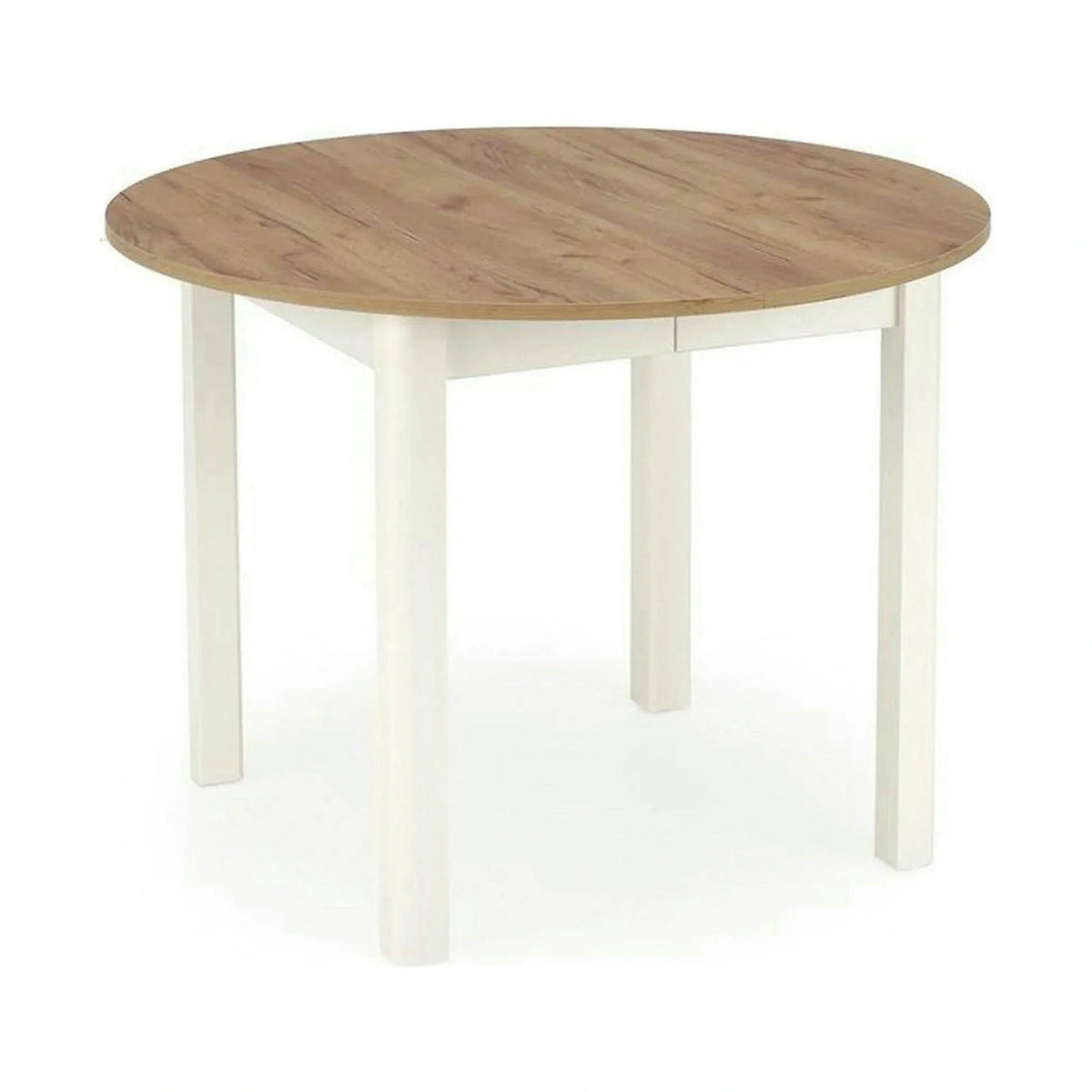 Masa bucatarie rotunda RINGO, stejar/alb, PAL furniruit, 102/142x102x76 cm