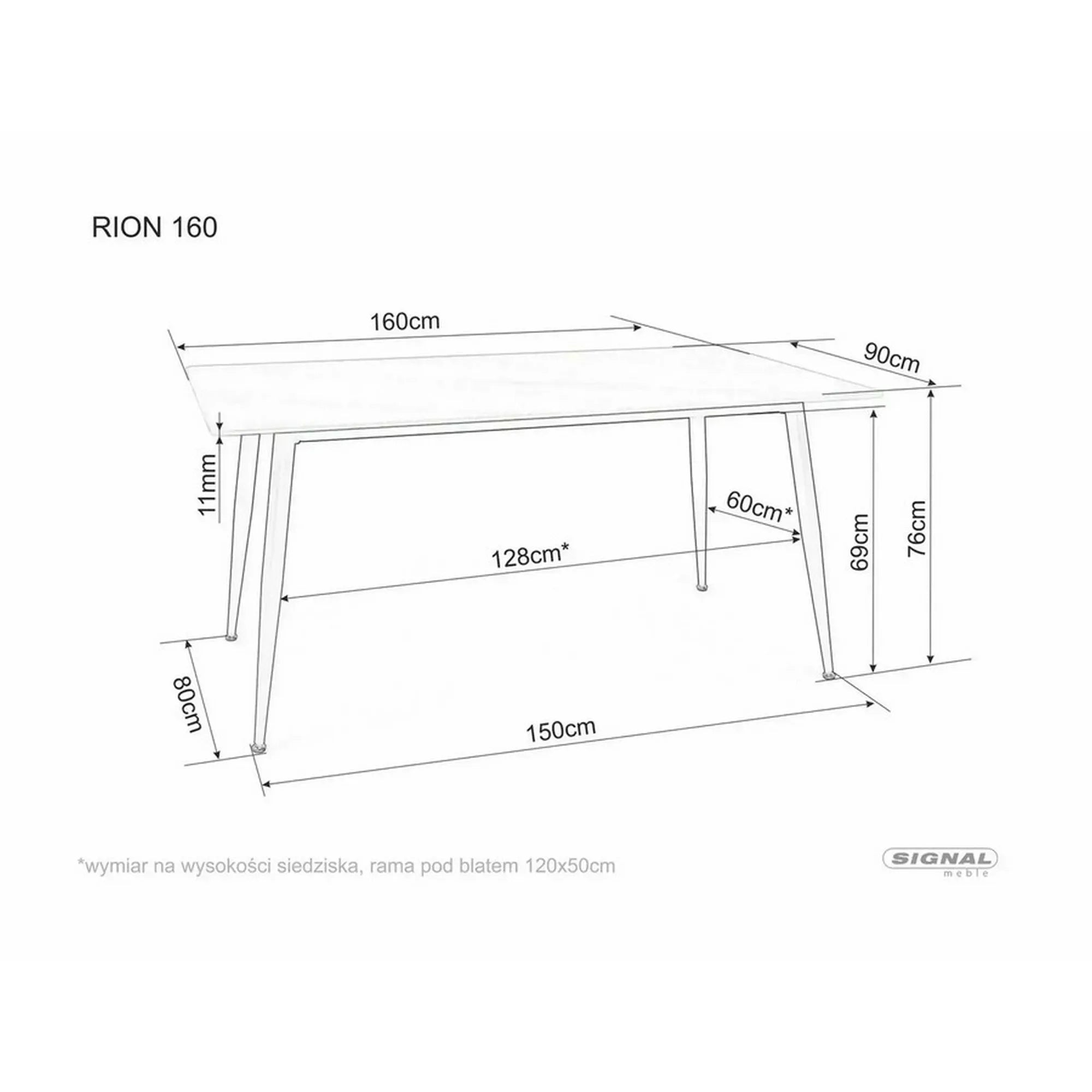 Masa DETROIT OCN-39529, negru